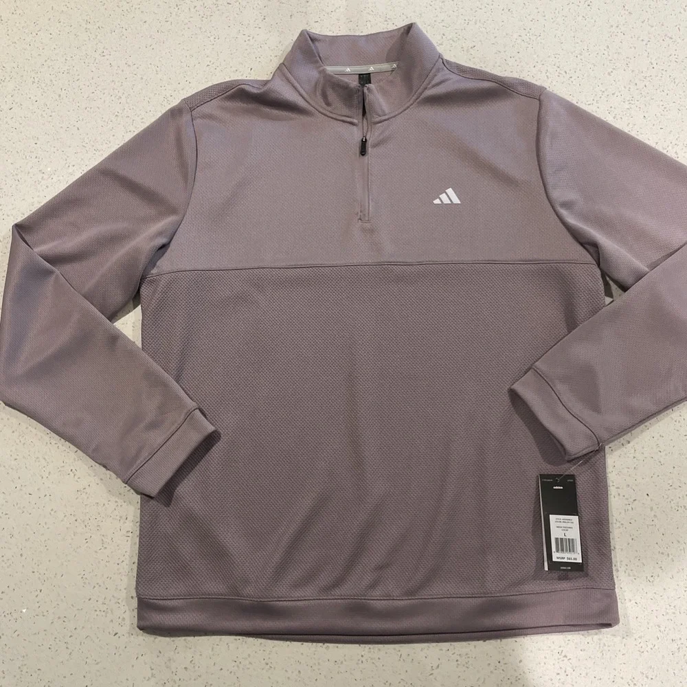 Adidas 1/4 Quarter Zip Textured Pullover Long Sleeve Shirt‎ Sweater Men's L NWT